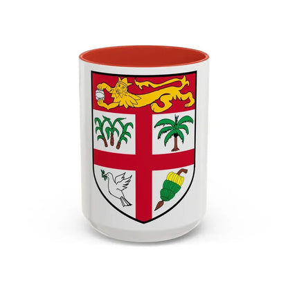 Coat of arms of Fiji 2 - Accent Coffee Mug 15oz Red - Go Mug Yourself