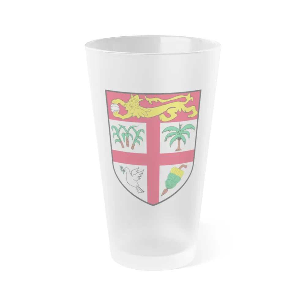 Coat of arms of Fiji 2 - Frosted Pint Glass 16oz-Go Mug Yourself