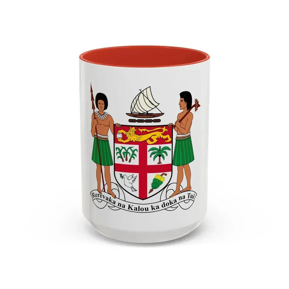 Coat of arms of Fiji - Accent Coffee Mug 15oz Red - Go Mug Yourself