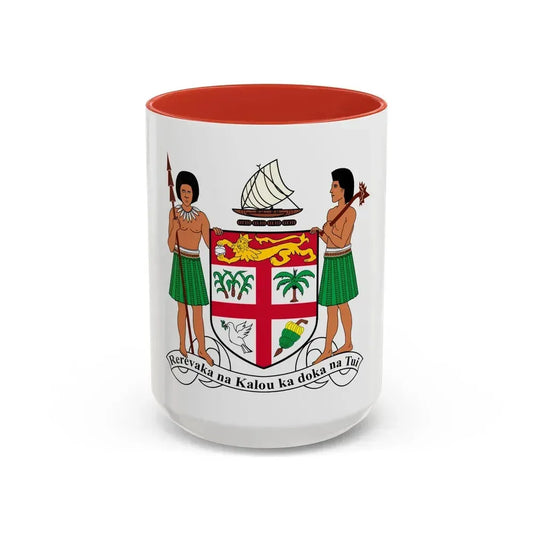 Coat of arms of Fiji - Accent Coffee Mug 15oz Red - Go Mug Yourself