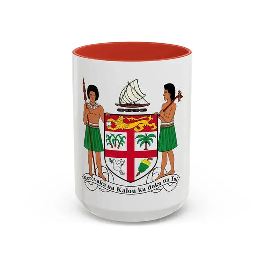 Coat of arms of Fiji - Accent Coffee Mug 15oz Red - Go Mug Yourself