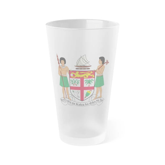 Coat of arms of Fiji - Frosted Pint Glass 16oz-Go Mug Yourself