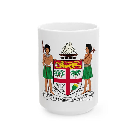 Coat of arms of Fiji - White Coffee Mug-15oz-Go Mug Yourself