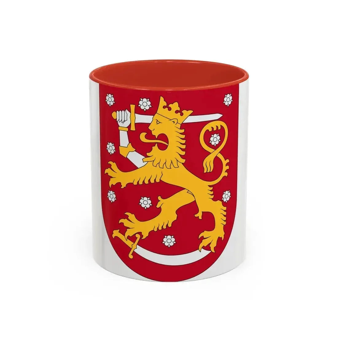 Coat of arms of Finland - Accent Coffee Mug 11oz Red - Go Mug Yourself