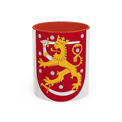 Coat of arms of Finland - Accent Coffee Mug 11oz Red - Go Mug Yourself