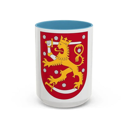 Coat of arms of Finland - Accent Coffee Mug 15oz Light Blue - Go Mug Yourself