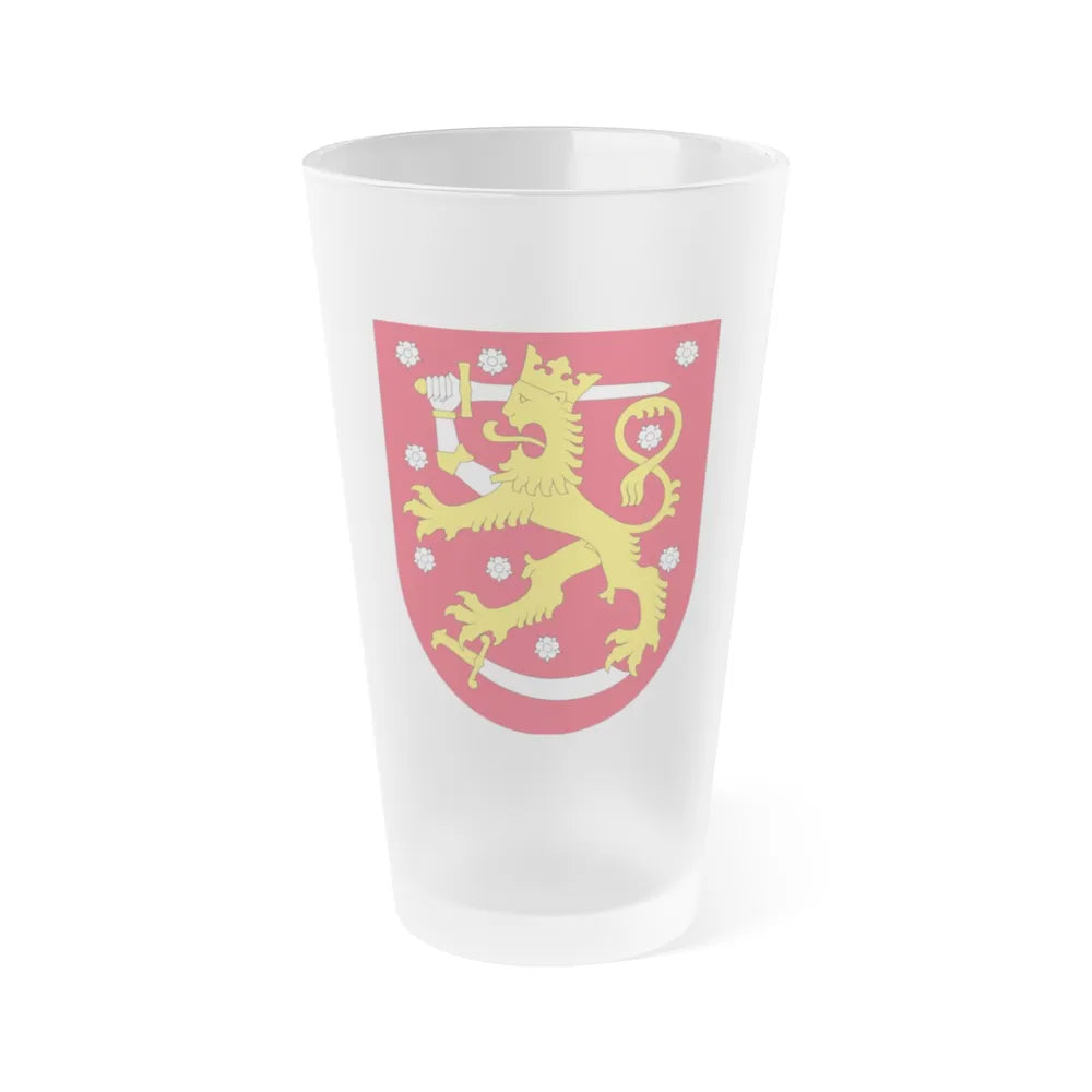 Coat of arms of Finland - Frosted Pint Glass 16oz-Go Mug Yourself