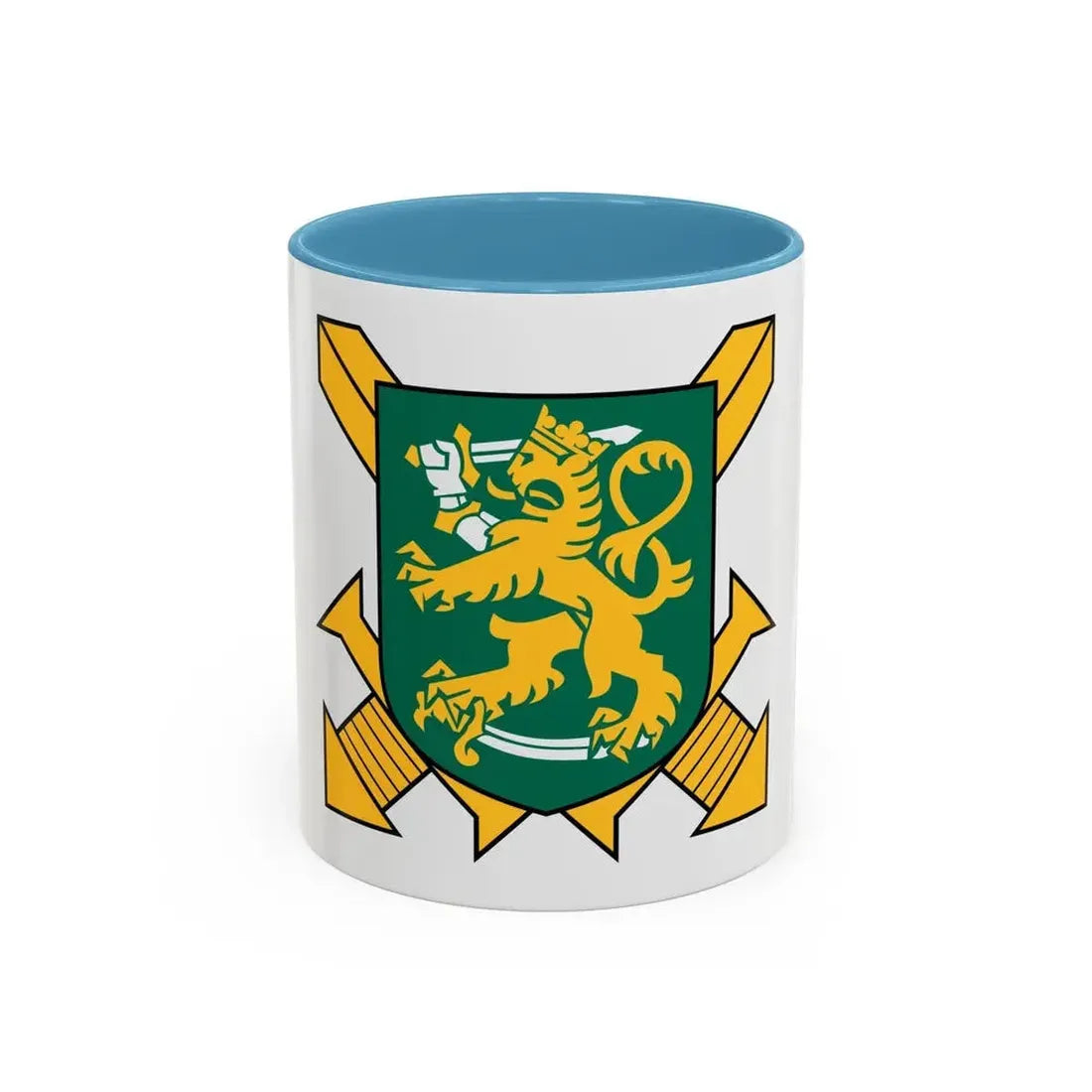 Coat of Arms of Finnish Ground Force - Accent Coffee Mug 11oz Light Blue - Go Mug Yourself