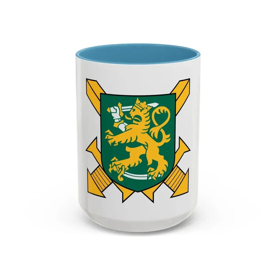 Coat of Arms of Finnish Ground Force - Accent Coffee Mug 15oz Light Blue - Go Mug Yourself