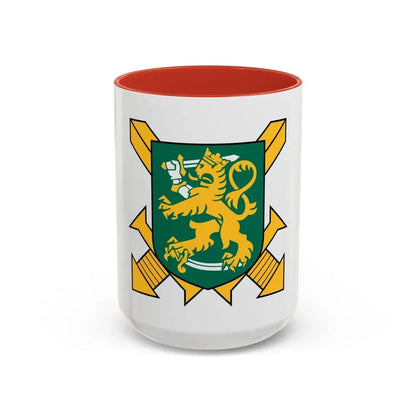 Coat of Arms of Finnish Ground Force - Accent Coffee Mug 15oz Red - Go Mug Yourself