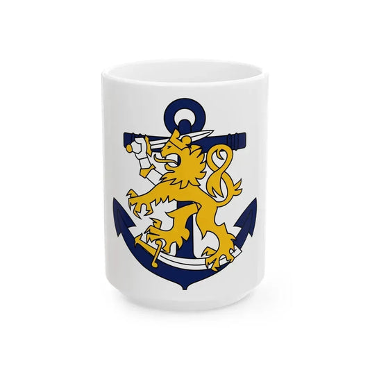 Coat of Arms of Finnish Navy - White Coffee Mug 15oz - Go Mug Yourself