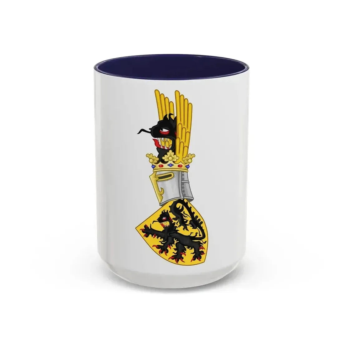 Coat of Arms of Flanders - Accent Coffee Mug 15oz Navy - Go Mug Yourself