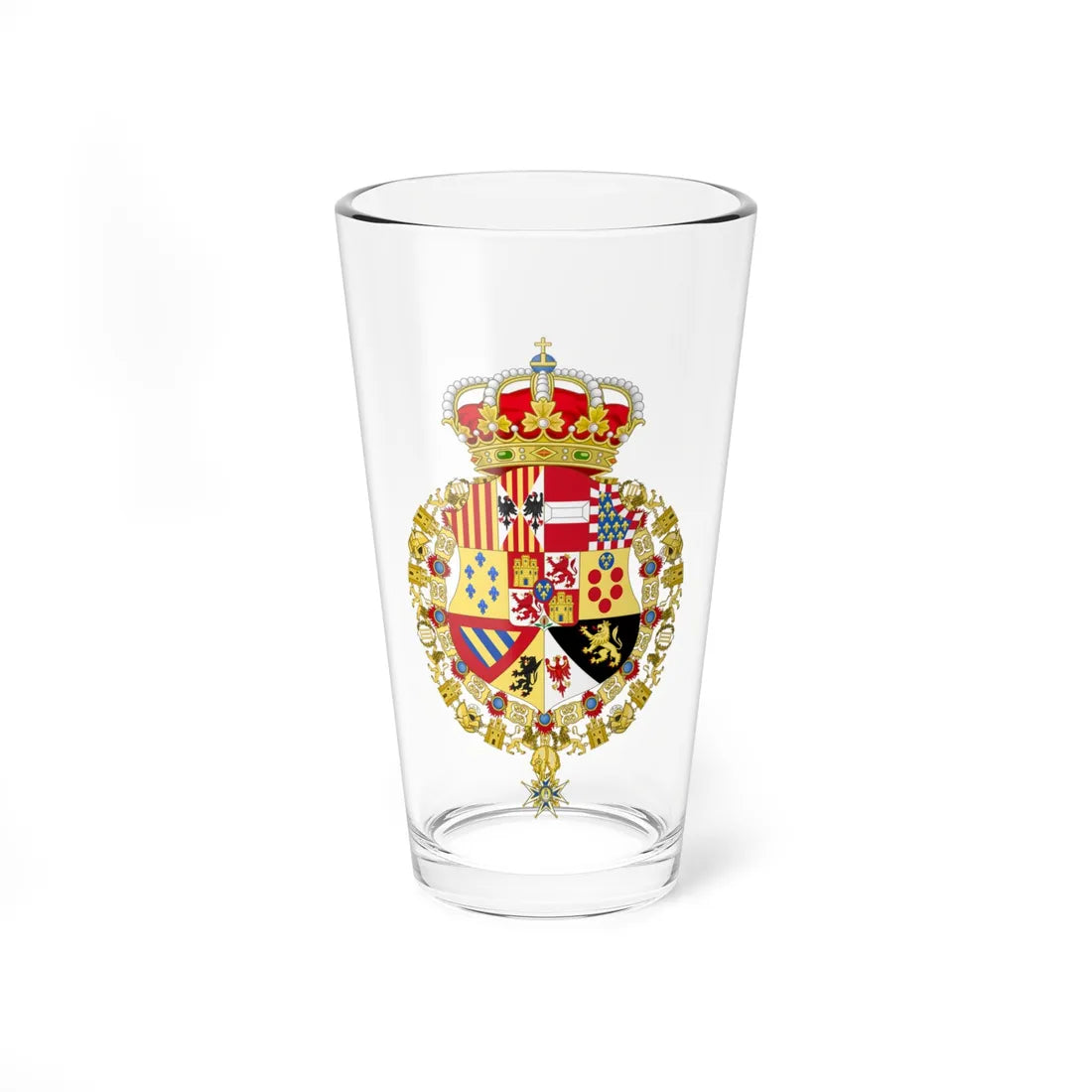 Coat of Arms of Francis of Assisi King of Spain Order of Charles III Version (Spain) (Coat of Arms) Pint Glass 16oz 16oz - Go Mug Yourself