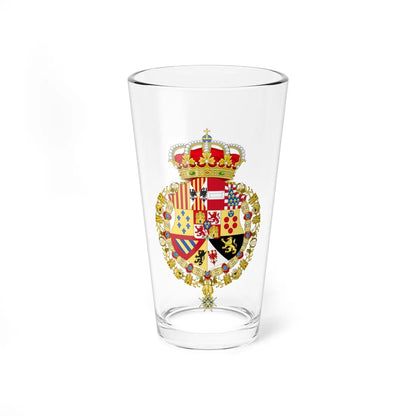 Coat of Arms of Francis of Assisi King of Spain Order of Charles III Version (Spain) (Coat of Arms) Pint Glass 16oz 16oz - Go Mug Yourself