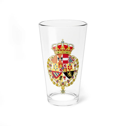 Coat of Arms of Francis of Assisi King of Spain Order of Charles III Version (Spain) (Coat of Arms) Pint Glass 16oz 16oz - Go Mug Yourself