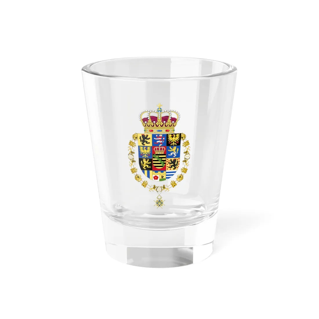 Coat of Arms of Frederick Augustus III of Saxony Order of Charles III (Germany) (Coat of Arms) Shot Glass 1.5oz 1.5oz - Go Mug Yourself