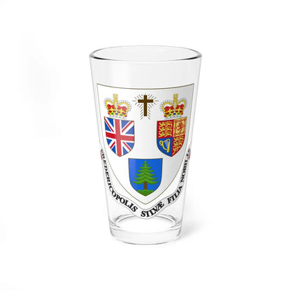 Coat of arms of Fredericton New Brunswick (Canada) (Coat of Arms) Pint Glass 16oz 16oz - Go Mug Yourself