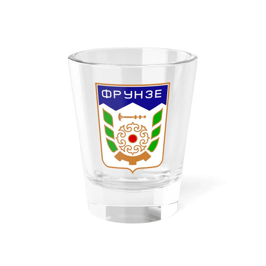 Coat of arms of Frunze Kyrgyzstan (Kyrgyzstan) (Coat of Arms) Shot Glass 1.5oz 1.5oz - Go Mug Yourself