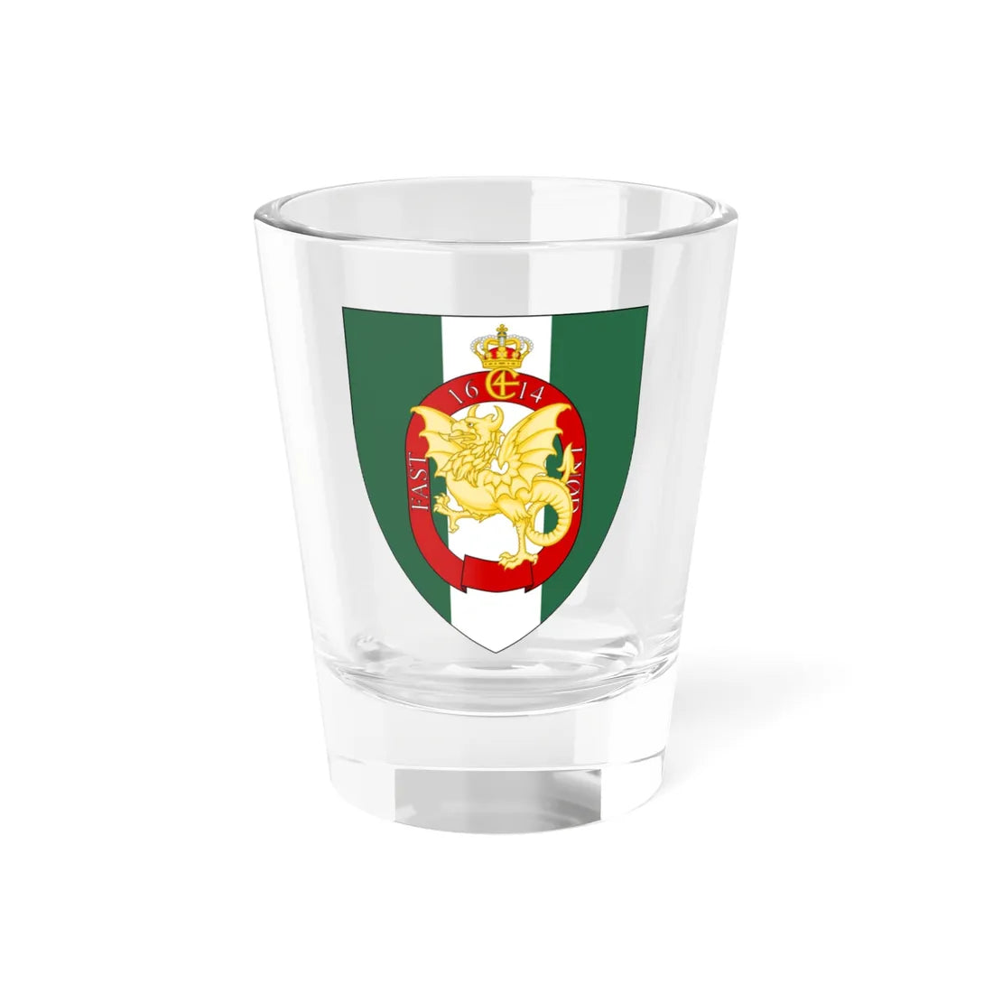 Coat of arms of Funen Life Regiment (Denmark) (Coat of Arms) Shot Glass 1.5oz 1.5oz - Go Mug Yourself