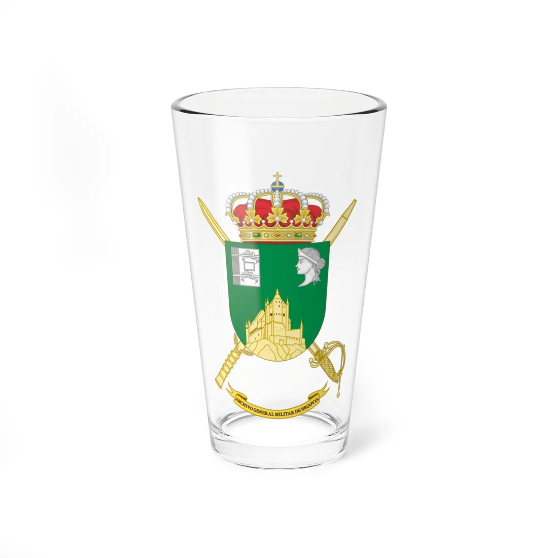 Coat of Arms of General Military Archives of Segovia (Spain) (Coat of Arms) Pint Glass 16oz 16oz - Go Mug Yourself
