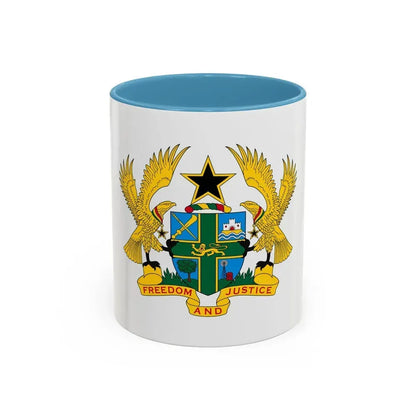 Coat of arms of Ghana - Accent Coffee Mug 11oz Light Blue - Go Mug Yourself