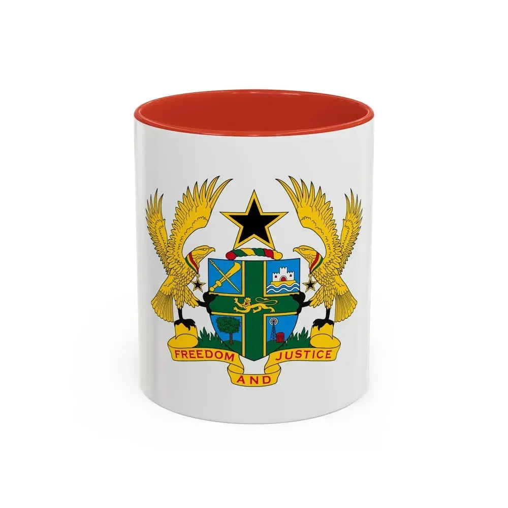 Coat of arms of Ghana - Accent Coffee Mug 11oz Red - Go Mug Yourself