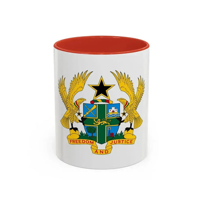 Coat of arms of Ghana - Accent Coffee Mug 11oz Red - Go Mug Yourself