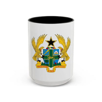 Coat of arms of Ghana - Accent Coffee Mug 15oz Black - Go Mug Yourself