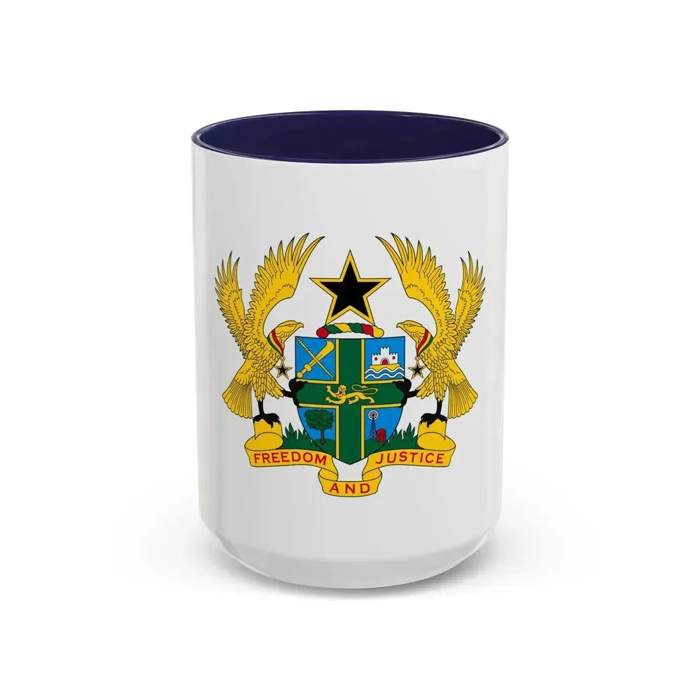 Coat of arms of Ghana - Accent Coffee Mug 15oz Navy - Go Mug Yourself