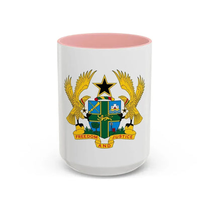 Coat of arms of Ghana - Accent Coffee Mug 15oz Pink - Go Mug Yourself