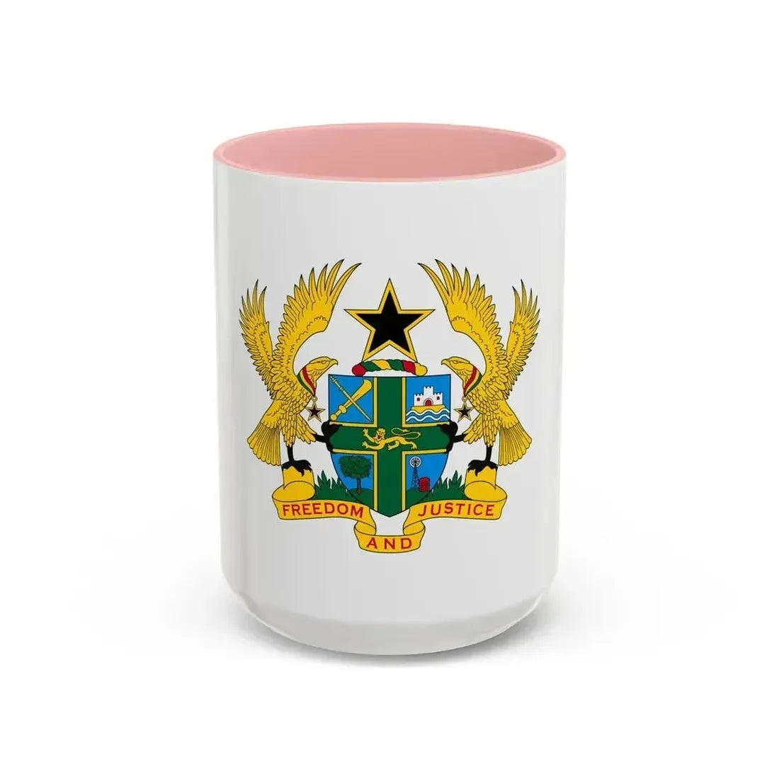 Coat of arms of Ghana - Accent Coffee Mug 15oz Pink - Go Mug Yourself