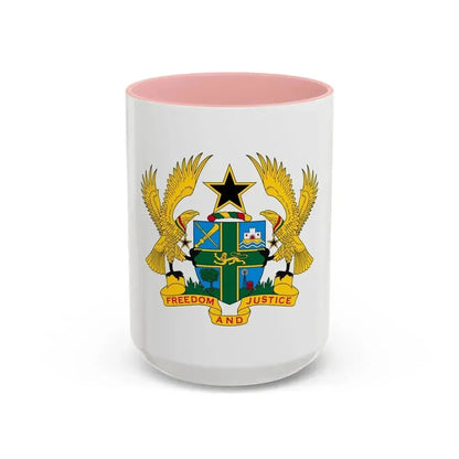 Coat of arms of Ghana - Accent Coffee Mug 15oz Pink - Go Mug Yourself