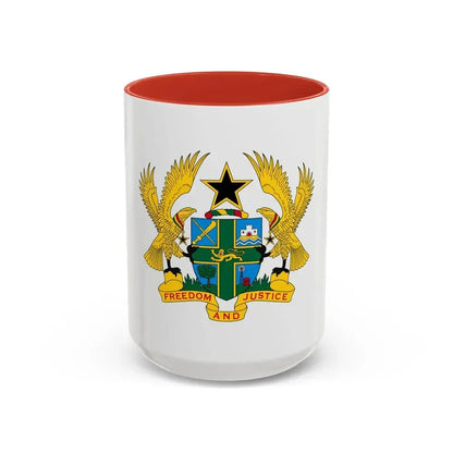 Coat of arms of Ghana - Accent Coffee Mug 15oz Red - Go Mug Yourself