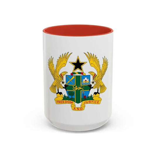 Coat of arms of Ghana - Accent Coffee Mug 15oz Red - Go Mug Yourself