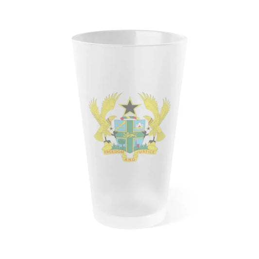 Coat of arms of Ghana - Frosted Pint Glass 16oz Default Title - Go Mug Yourself