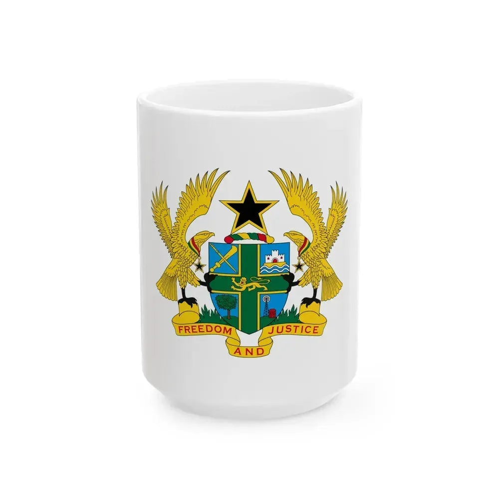 Coat of arms of Ghana - White Coffee Mug 15oz - Go Mug Yourself