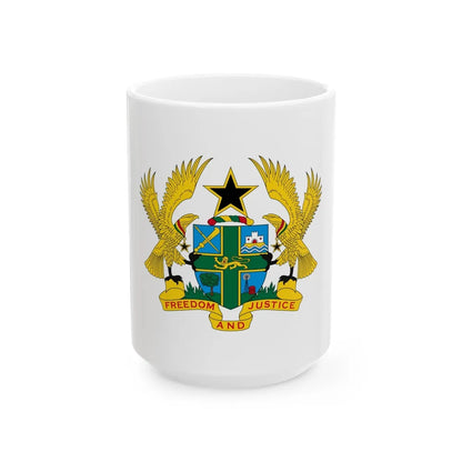 Coat of arms of Ghana - White Coffee Mug-15oz-Go Mug Yourself