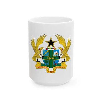 Coat of arms of Ghana - White Coffee Mug 15oz - Go Mug Yourself