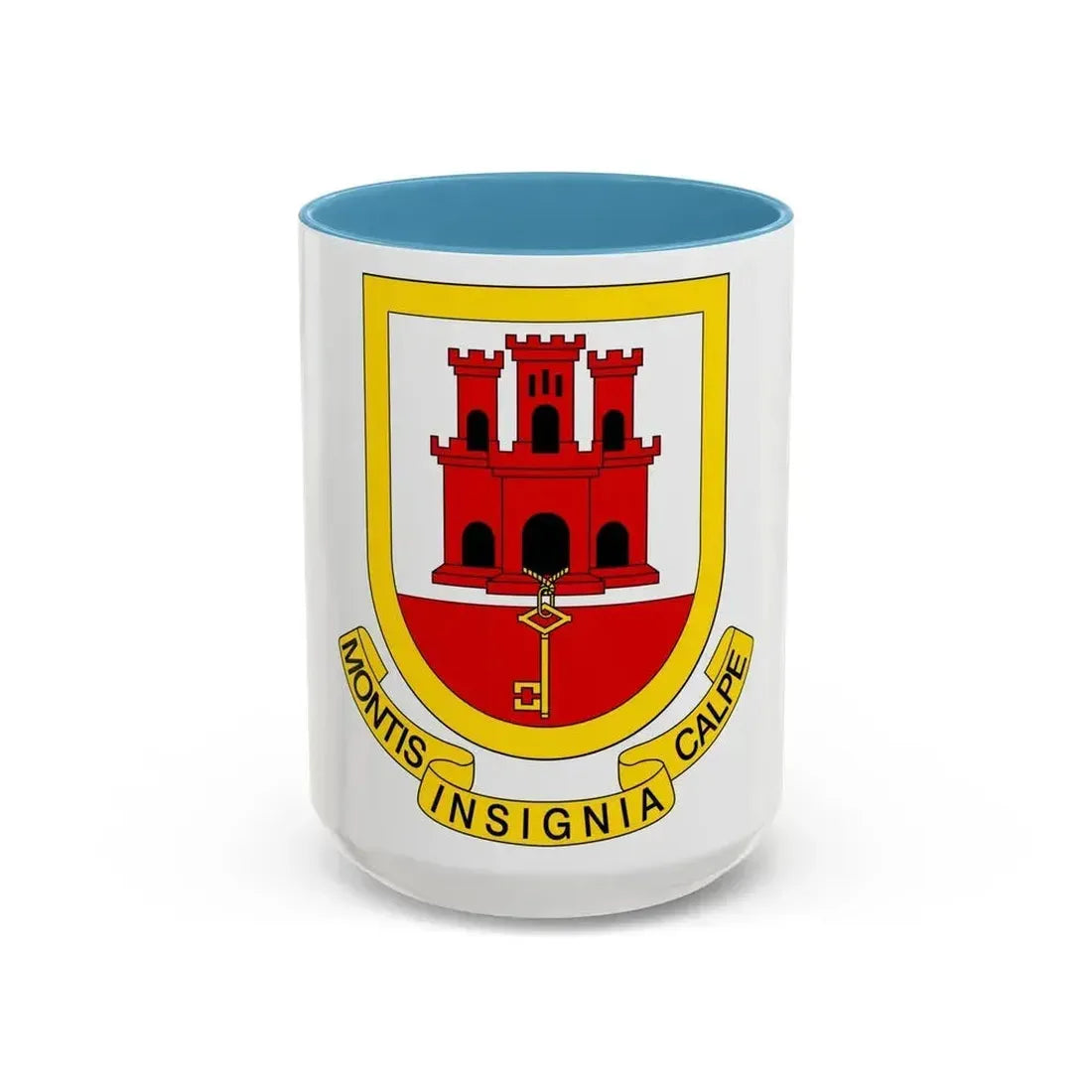 Coat of arms of Gibraltar - Accent Coffee Mug 15oz Light Blue - Go Mug Yourself