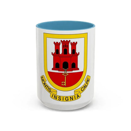 Coat of arms of Gibraltar - Accent Coffee Mug 15oz Light Blue - Go Mug Yourself