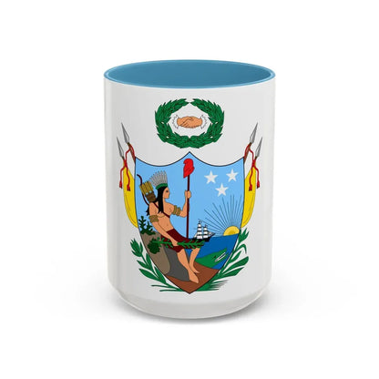Coat of arms of Gran Colombia (1819) - Accent Coffee Mug 15oz Light Blue - Go Mug Yourself