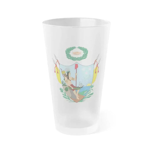 Coat of arms of Gran Colombia (1819) - Frosted Pint Glass 16oz 16oz Frosted - Go Mug Yourself