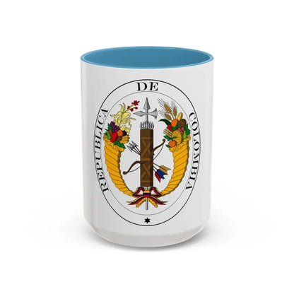 Coat of arms of Gran Colombia (1821) - Accent Coffee Mug 15oz Light Blue - Go Mug Yourself