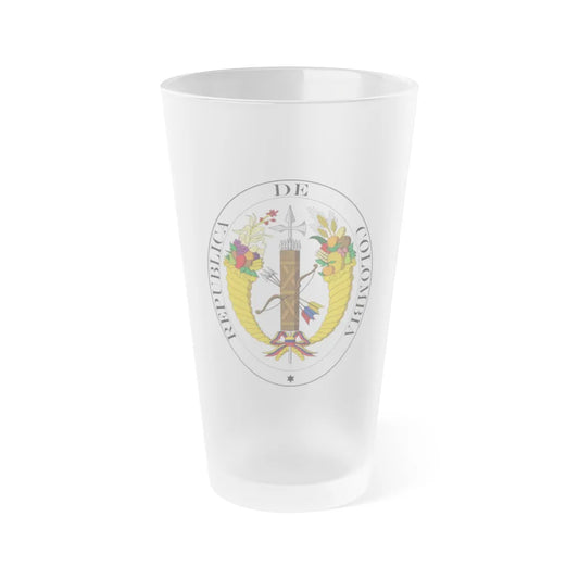 Coat of arms of Gran Colombia (1821) - Frosted Pint Glass 16oz-16oz-Frosted-Go Mug Yourself