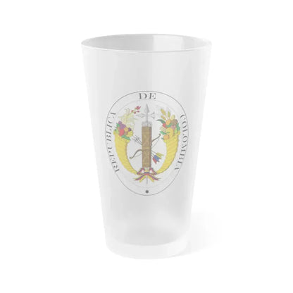Coat of arms of Gran Colombia (1821) - Frosted Pint Glass 16oz 16oz Frosted - Go Mug Yourself