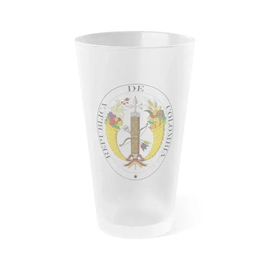 Coat of arms of Gran Colombia (1821) - Frosted Pint Glass 16oz 16oz Frosted - Go Mug Yourself