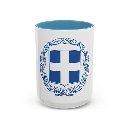 Coat of arms of Greece - Accent Coffee Mug 15oz Light Blue - Go Mug Yourself