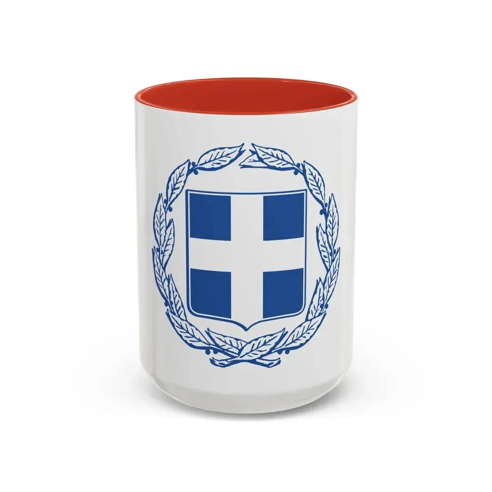 Coat of arms of Greece - Accent Coffee Mug 15oz Red - Go Mug Yourself