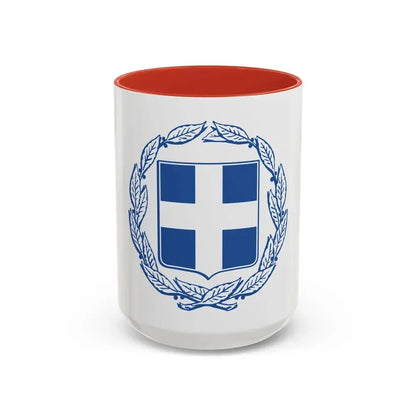 Coat of arms of Greece - Accent Coffee Mug 15oz Red - Go Mug Yourself