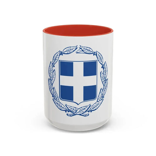 Coat of arms of Greece - Accent Coffee Mug 15oz Red - Go Mug Yourself